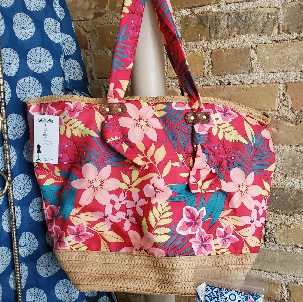 Straw Floral Tote